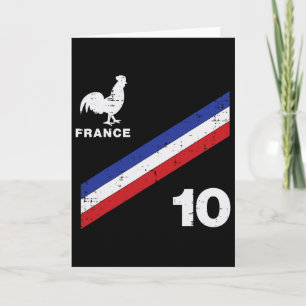 Cartão Bandeira da França Galo Número 10 Fã de Futebol Ho