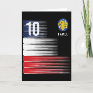 Cartão Bandeira da França Número 10 Futebol Francês Homen