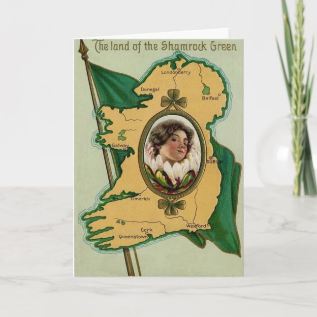 Cartão Bandeira da Irlanda Trevo da Irlanda (Frente)
