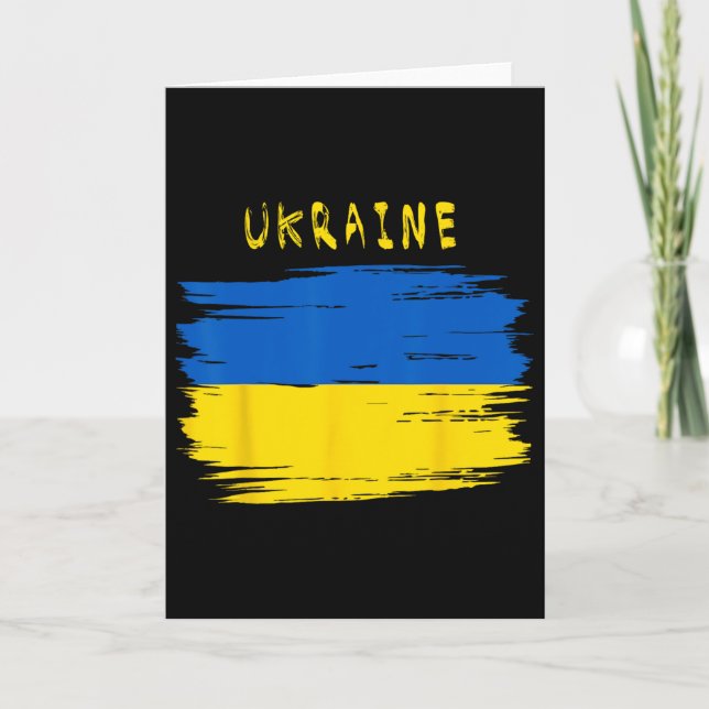 Cartão Bandeira da Ucrânia com estilo de pincelada (Frente)