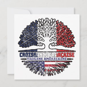 Cartão Bandeira das Raízes da Árvore Americana França