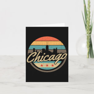 Cartão Bandeira de Chicago Skyline Vintage Illinois EUA S