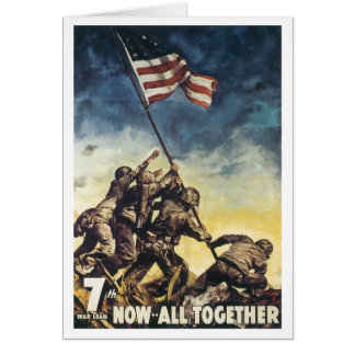 Cartão Bandeira de Iwo Jima que levanta o vintage do