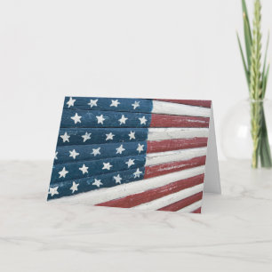Cartão bandeira de madeira americana para o Dia de Vetera