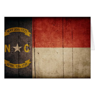 Cartão Bandeira de madeira áspera de North Carolina