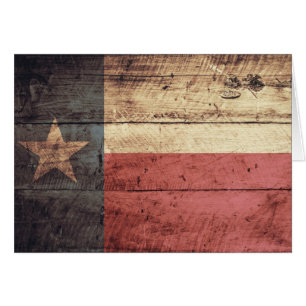 Cartão Bandeira de madeira velha de Texas