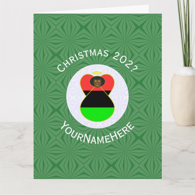 Cartão Bandeira de Natal do Anjo da Diáspora Africana Per (Frente)