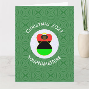 Cartão Bandeira de Natal do Anjo da Diáspora Africana Per