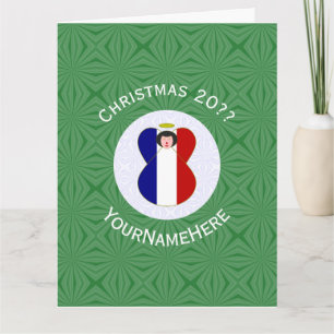 Cartão Bandeira de Natal do Anjo Francês Personalizada