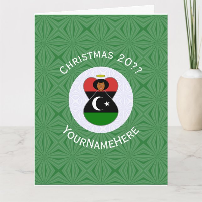 Cartão Bandeira de Natal do Anjo Líbio Personalizada  (Frente)