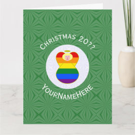 Cartão Bandeira de Natal do Anjo Loiro Orgulho Gay Person