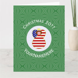 Cartão Bandeira de Natal Personalizada Anjo Cabelo Vermel