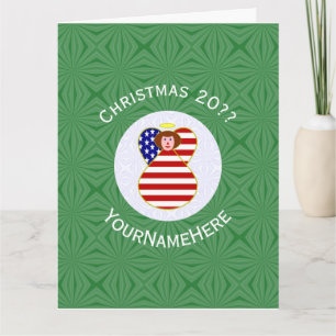 Cartão Bandeira de Natal Personalizada Anjo Cabelo Vermel