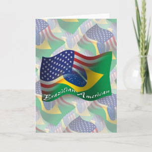 Cartão Bandeira de ondas brasileira-americana