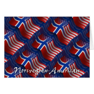 Cartão Bandeira de ondulação Norueguês-Americana