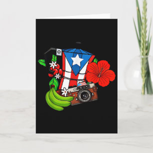 Cartão Bandeira de Porto Rico Floral Sapo Boricua Mulhere