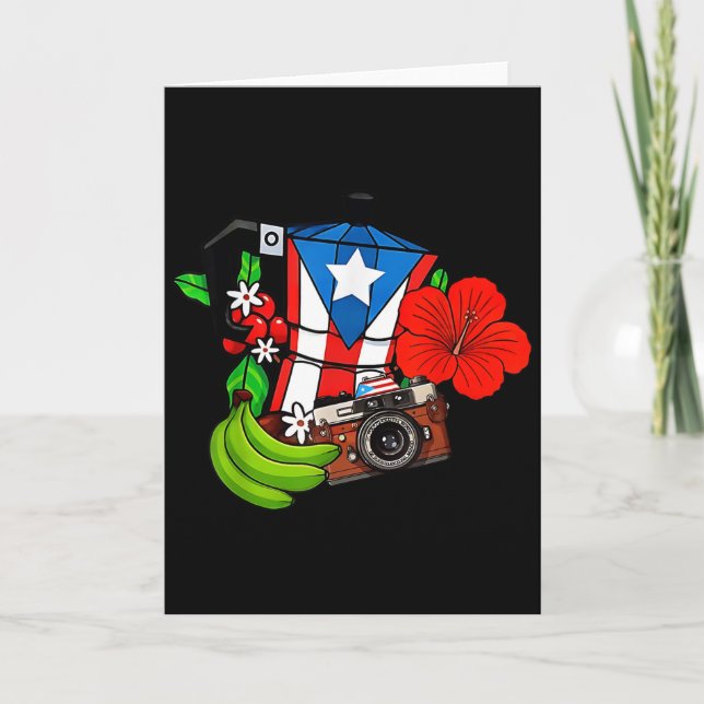 Cartão Bandeira de Porto Rico Sapo Floral Boricua Mulhere (Frente)