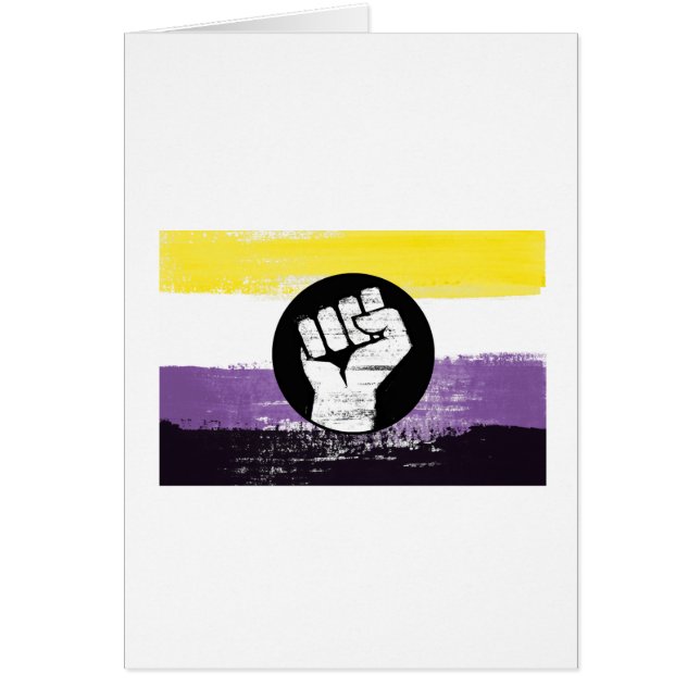 Cartão Bandeira de Protesto Pintada Não Binária (Frente)
