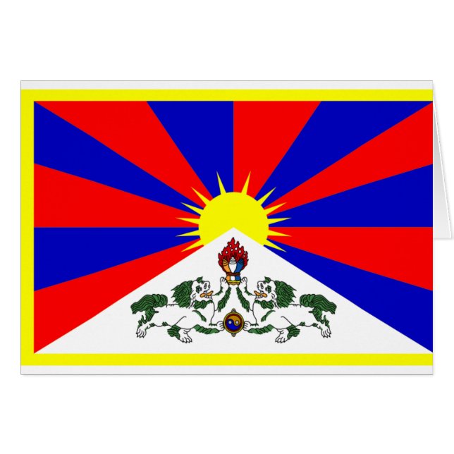 Cartão Bandeira de Tibet (Frente Horizontal)