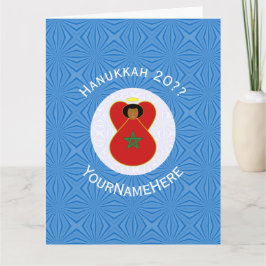 Cartão Bandeira do Anjo do Hanukkah Marroquino Personaliz