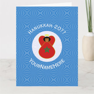 Cartão Bandeira do Anjo do Hanukkah Marroquino Personaliz
