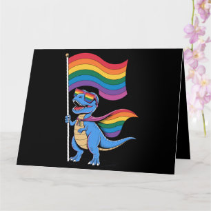 Cartão Bandeira do Arco-íris do Orgulho Gay LGBT Dinossau