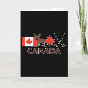 Cartão Bandeira do Canadá Folha de Bordo Canadense Veado 