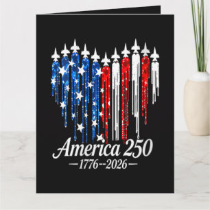 Cartão Bandeira do Coração dos 250 Anos da América