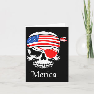 Cartão Bandeira do Crânio do Pirata Americano 4 de Julho