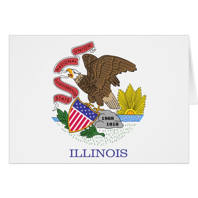 Cartão Bandeira do estado de Illinois (Frente Horizontal)