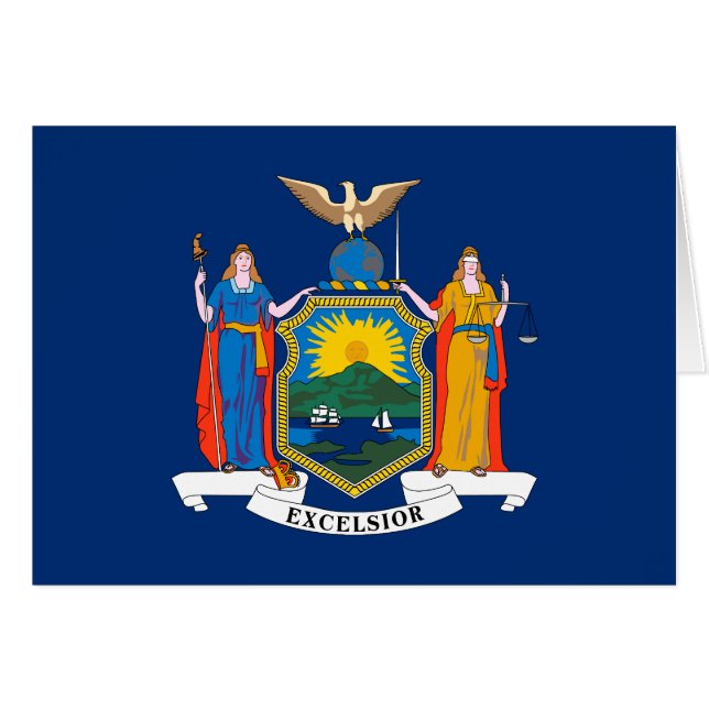 Cartão Bandeira do Estado de Nova York (Frente Horizontal)