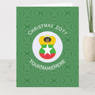 Cartão Bandeira do Natal do Anjo Birmanês de Mianmar Pers