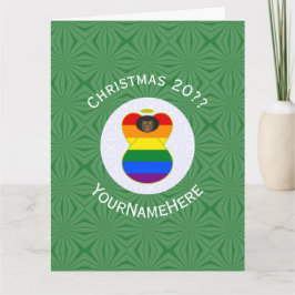 Cartão Bandeira do Orgulho Gay Anjo Preto Natal Personali