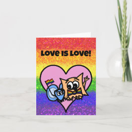 Cartão Bandeira do Orgulho LGBTQIA Amor é Amor com Ollie
