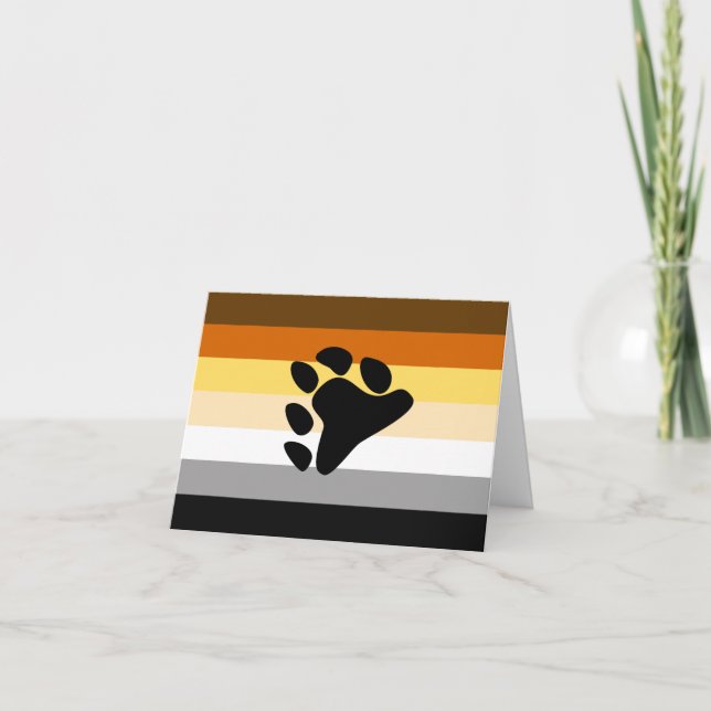 Cartão Bandeira do Orgulho Urso com Pata (Frente)