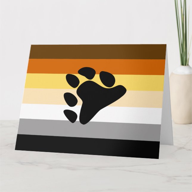 Cartão Bandeira do Orgulho Urso com Pata (Frente)