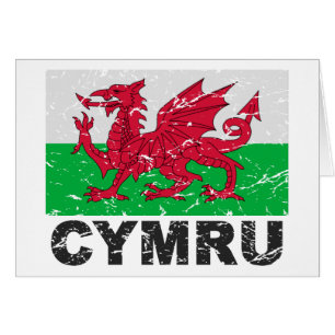 Cartão Bandeira do vintage de Wales CYMRU