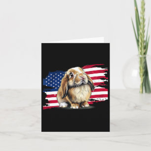 Cartão Bandeira dos EUA 4 de Julho Mini Holland Lop Bunny