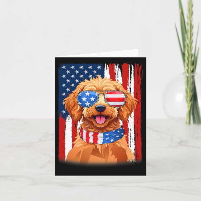 Cartão Bandeira Dos EUA Cachorro Apoo Homens Mulheres 4 D (Frente)