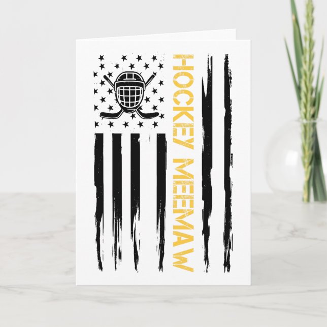 Cartão Bandeira dos EUA do jogador de hóquei Meemaw de hó (Frente)