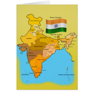 Cartão Bandeira e mapa de India