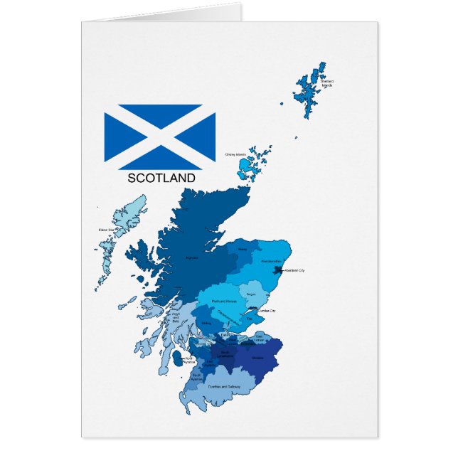 Cartão Bandeira e mapa de Scotland (Frente)