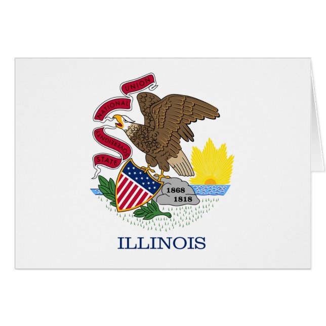 Cartão Bandeira e selo de Illinois (Frente Horizontal)