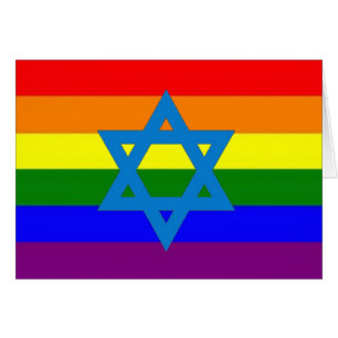 Cartão Bandeira judaica do orgulho gay