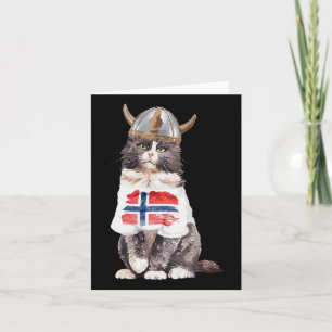 Cartão Bandeira Norueguesa de Gato da Noruega