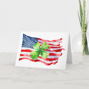 Cartão Bandeira Orgulhosamente Americano Irlandesa Trevo