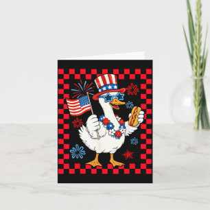 Cartão Bandeira Patriótica de Ganso Americano Engraçada d