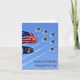 Cartão Bandeira POW MIA, Bandeira EUA & The Thunderbirds