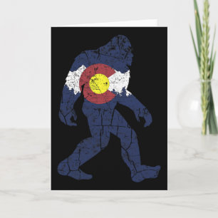 Cartão Bandeira Retro Sasquatch Estado Colorado Montanha