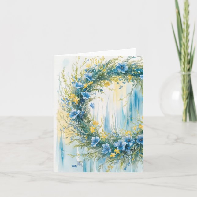 Cartão Bandeira Ucraniana Inspirada Azul e Amarelo (Frente)